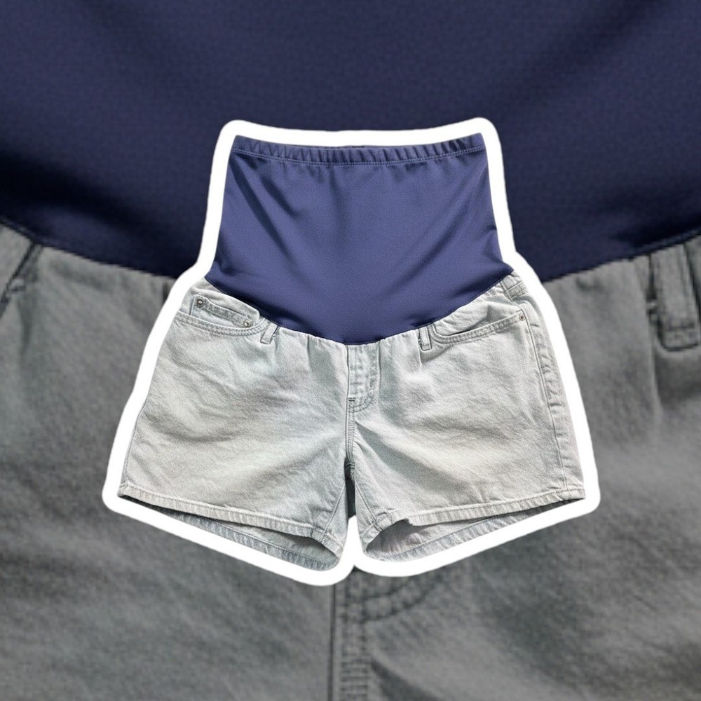 Gap Maternity Boyfriend Shorts‎ Womens 28R Blue Denim Over Belly Stretch Casual